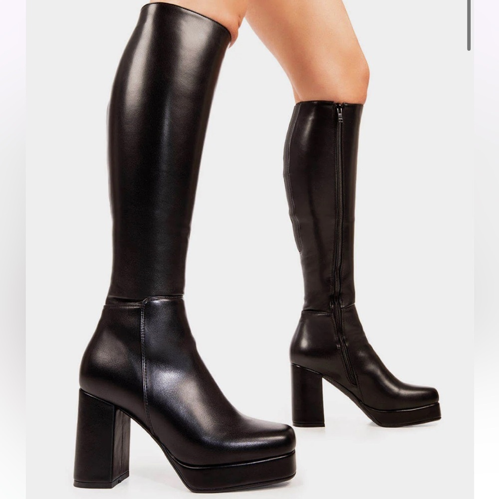 NWT Lamoda Humble Platform Knee High Boots Black